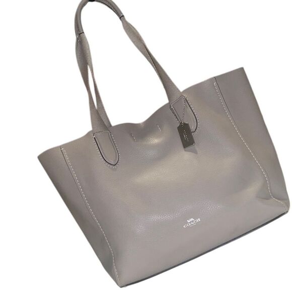 Coach Derby Gray Taupe Leather Tote Bag 58660 - Picture 1 of 16